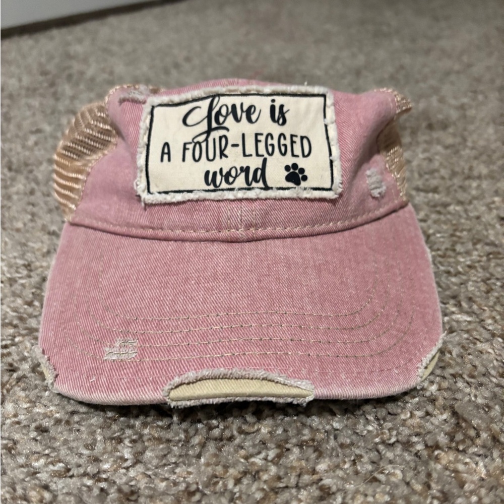 Pink Distressed Cap with Patch